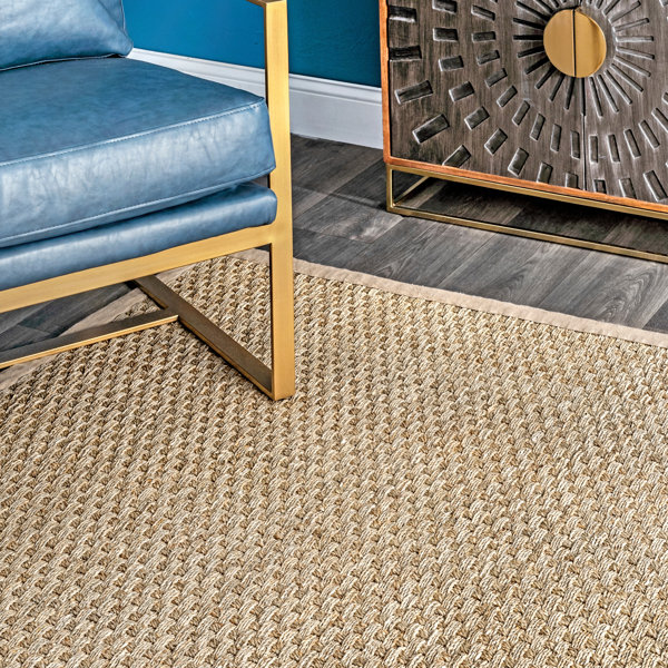 Highland Dunes Elidge Checkered Weave Seagrass Indoor/Outdoor Natural